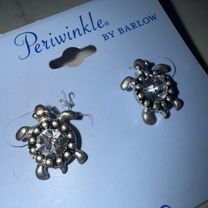 Periwinkle by Barlow Silver Turtle Earrings